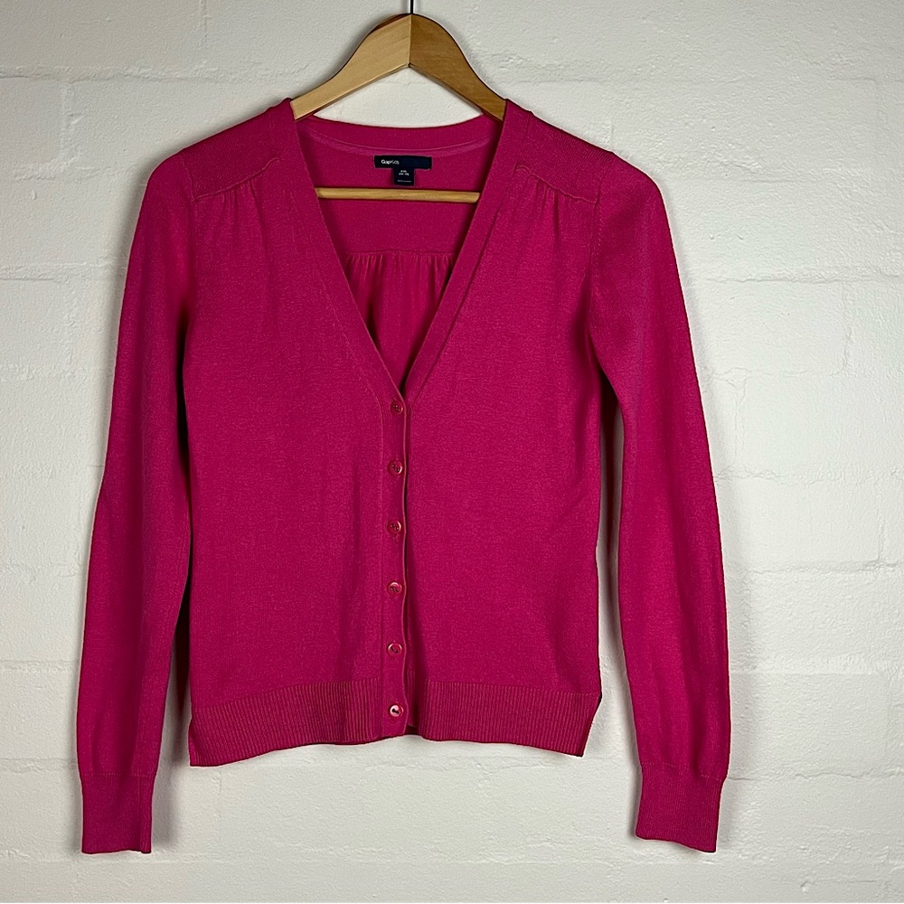 Gap Kids sz XXL (14-16) girls Cardigan Pink Longsleeve barbiecore cotton blend - Picture 1 of 11